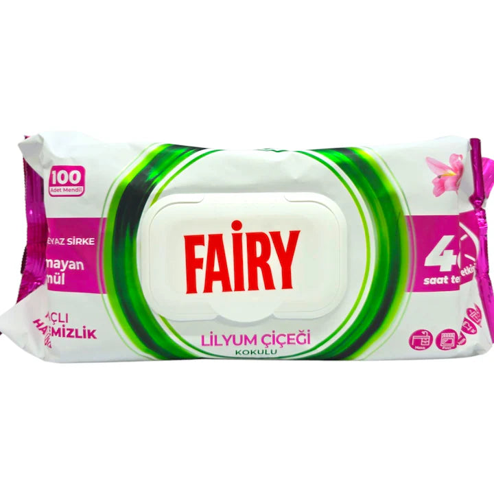 Șervețele umede Fairy multisuprafețe, 100 buc. – Clasic / Lemon / Crin / Lavandă